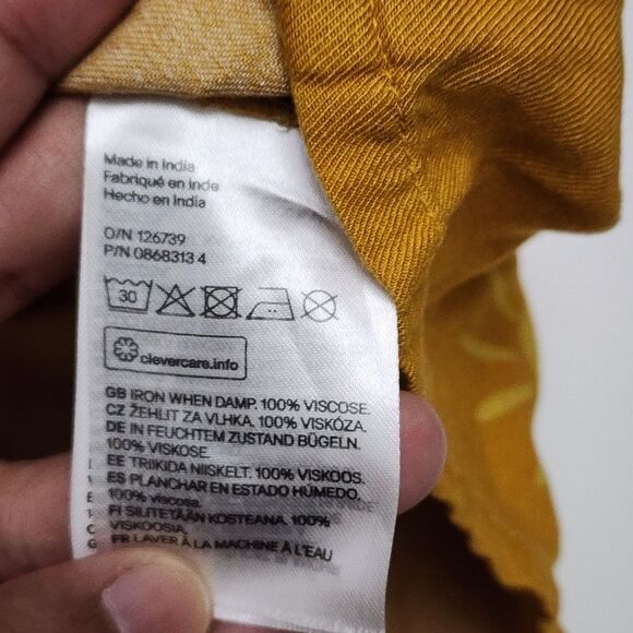 H&M Girls Mustard Yellow Smiling Sun Printed Ruffled Rayon Dress Size 7 - Picture 8 of 10